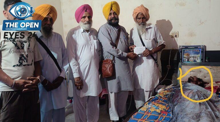 ਫੋਟੋ ਕੈਪਸ਼ਨ:  ਪੀੜਤ ਨੌਜਵਾਨ ਦੇ ਪਿਤਾ ਬਿੱਕਰ ਸਿੰਘ ਨੂੰ ਸਹਾਇਤਾ ਰਾਸ਼ੀ ਭੇਂਟ ਕਰਦੇ ਸਮਾਜ ਸੇਵੀ ਭਾਨ ਸਿੰਘ ਜੱਸੀ ਅਤੇ ਹੋਰ ਹਾਜ਼ਰ ਸੱਜਣ।