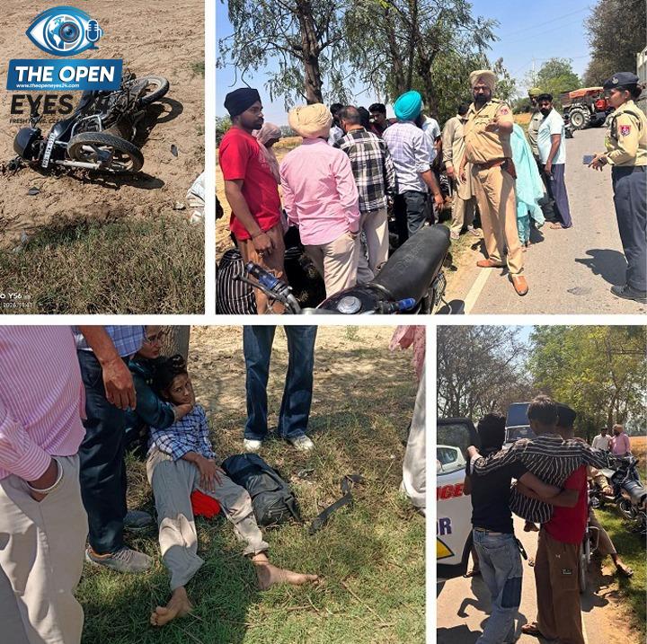 ਧਨੌਲਾ ਨੇੜੇ ਭਿਆਨਕ ਸੜਕ ਹਾਦਸਾ: ਦੋ ਮੋਟਰਸਾਈਕਲਾਂ ਦੀ ਟਰੈਕਟਰ-ਟਰਾਲੀ ਨਾਲ ਟੱਕਰ, ਫੁੱਟਬਾਲ ਖਿਡਾਰੀ ਚਾਰ ਨੌਜਵਾਨ ਗੰਭੀਰ ਜ਼ਖ਼ਮੀ