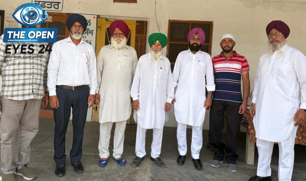 ਕੈਪਸ਼ਨ: ਮਹਿਲ ਕਲਾਂ ਦੇ ਗੁਰਦੁਆਰਾ ਛੇਵੀਂ ਪਾਤਸ਼ਾਹੀ ਵਿਖੇ ਨੰਬਰਦਾਰਾਂ ਦੀ ਤਹਿਸੀਲ ਪੱਧਰੀ ਮੀਟਿੰਗ ਦੌਰਾਨ ਹਾਜ਼ਰ ਆਗੂ।
