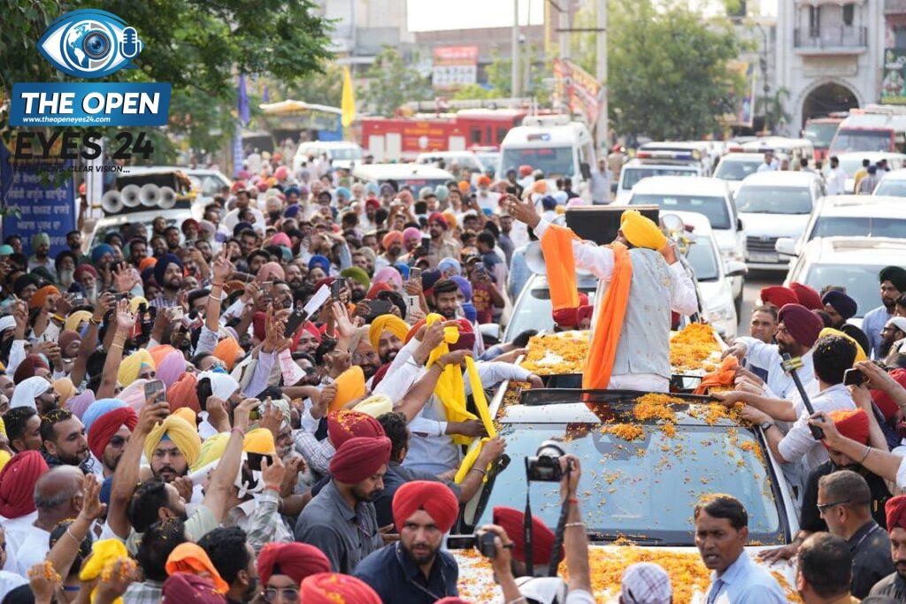 ਕੈਪਸ਼ਨ – ਧਨੌਲਾ ਵਿਖੇ ਲੋਕਾਂ ਦੇ ਇਕੱਠ ਨੂੰ ਸੰਬੋਧਨ ਕਰਦੇ ਹੋਏ ਮੁੱਖ ਮੰਤਰੀ ਭਗਵੰਤ ਸਿੰਘ ਮਾਨ।
