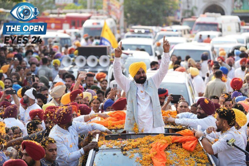 ਕੈਪਸ਼ਨ – ਧਨੌਲਾ ਵਿਖੇ ਲੋਕਾਂ ਦੇ ਇਕੱਠ ਨੂੰ ਸੰਬੋਧਨ ਕਰਦੇ ਹੋਏ ਮੁੱਖ ਮੰਤਰੀ ਭਗਵੰਤ ਸਿੰਘ ਮਾਨ।