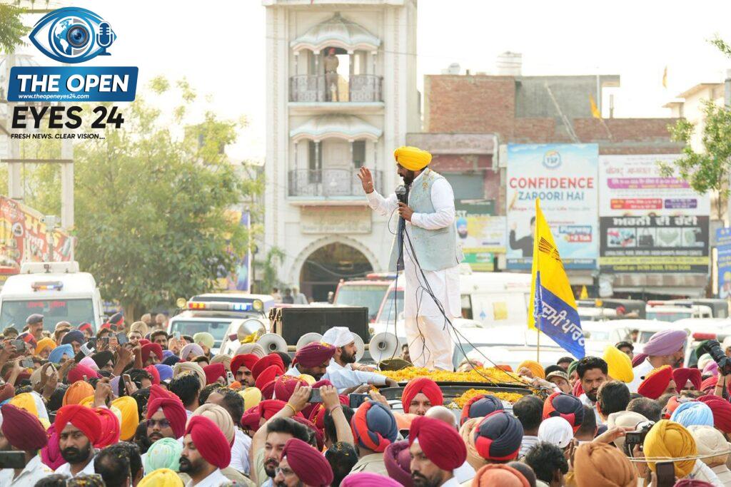 ਕੈਪਸ਼ਨ – ਧਨੌਲਾ ਵਿਖੇ ਲੋਕਾਂ ਦੇ ਇਕੱਠ ਨੂੰ ਸੰਬੋਧਨ ਕਰਦੇ ਹੋਏ ਮੁੱਖ ਮੰਤਰੀ ਭਗਵੰਤ ਸਿੰਘ ਮਾਨ।
