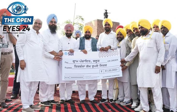ਪੰਜਾਬ ਦੇ ਮੁੱਖ ਮੰਤਰੀ ਭਗਵੰਤ ਮਾਨ ਖੇਤਾਂ ਤੱਕ ਨਹਿਰੀ ਪਾਣੀ ਪਹੁੰਚਾਉਣ ਦੀ ਯੋਜਨਾ ਸਬੰਧੀ ਅਹਿਮ ਐਲਾਨ ਕਰਦੇ ਹੋਏ।
